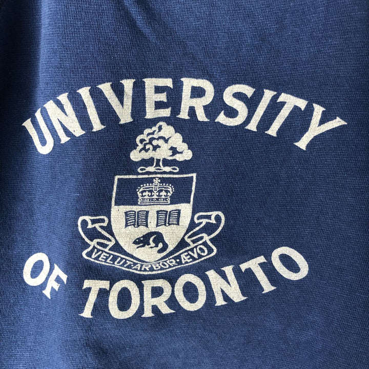 Vintage short-sleeved college sweatshirt with a triple print, size L, for women. unclear blue type Vintage Second Hand