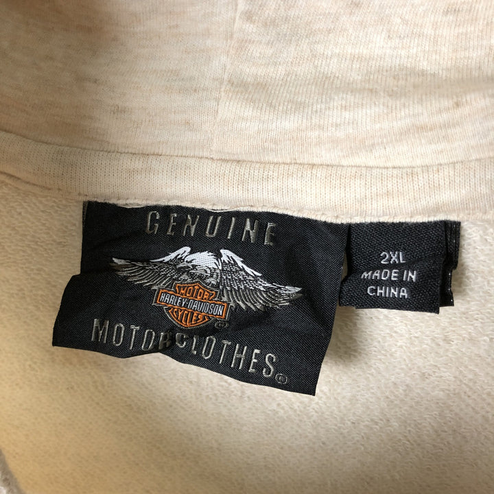 Harley-Davidson Eagle Print Lace-Up Advertising Pullover Hoodie, Women's, XXL cotton Beige type Vintage Second Hand