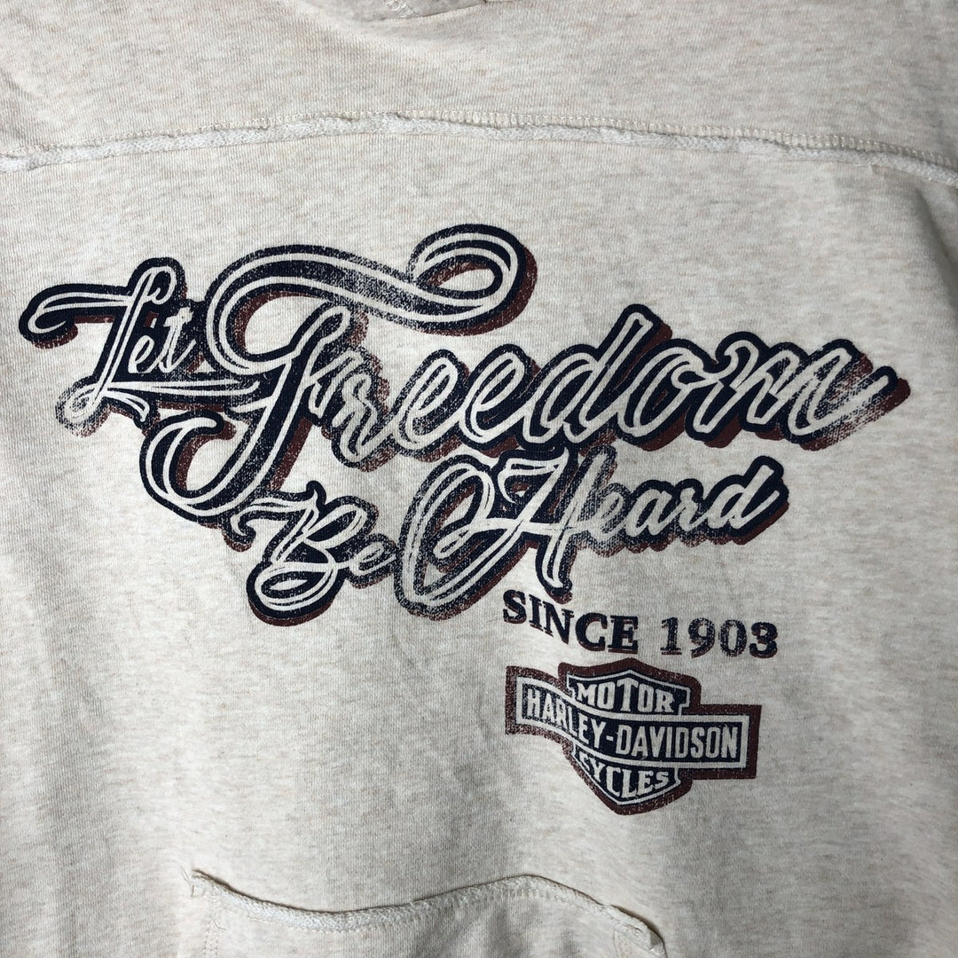 Harley-Davidson Eagle Print Lace-Up Advertising Pullover Hoodie, Women's, XXL cotton Beige type Vintage Second Hand