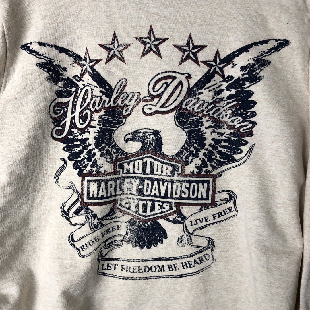 Harley-Davidson Eagle Print Lace-Up Advertising Pullover Hoodie, Women's, XXL cotton Beige type Vintage Second Hand