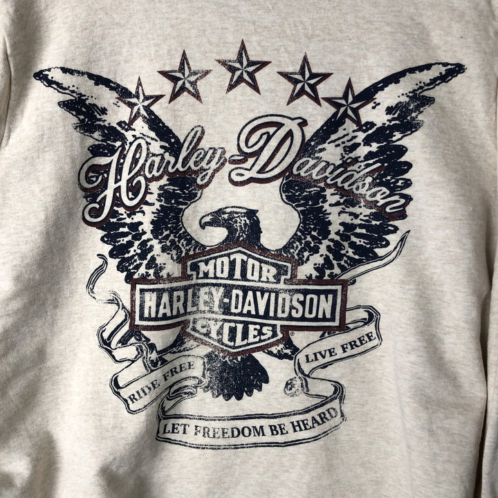 Harley-Davidson Eagle Print Lace-Up Advertising Pullover Hoodie, Women's, XXL cotton Beige type Vintage Second Hand