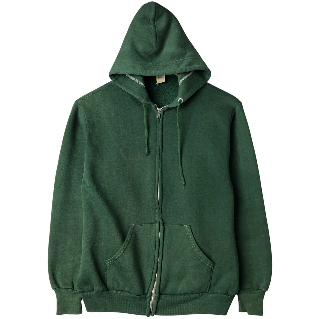 Vintage 60s-70'S full-zip sweatshirt hoodie, made in the USA, size M. polyester green type Vintage Second Hand