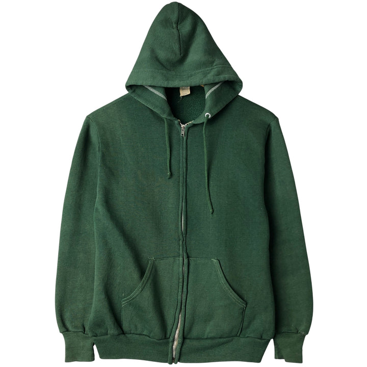 Vintage 60s-70'S full-zip sweatshirt hoodie, made in the USA, size M. polyester green type Vintage Second Hand