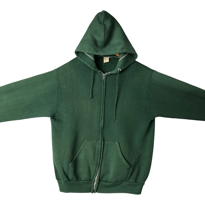 Vintage 60s-70'S full-zip sweatshirt hoodie, made in the USA, size M. polyester green type Vintage Second Hand