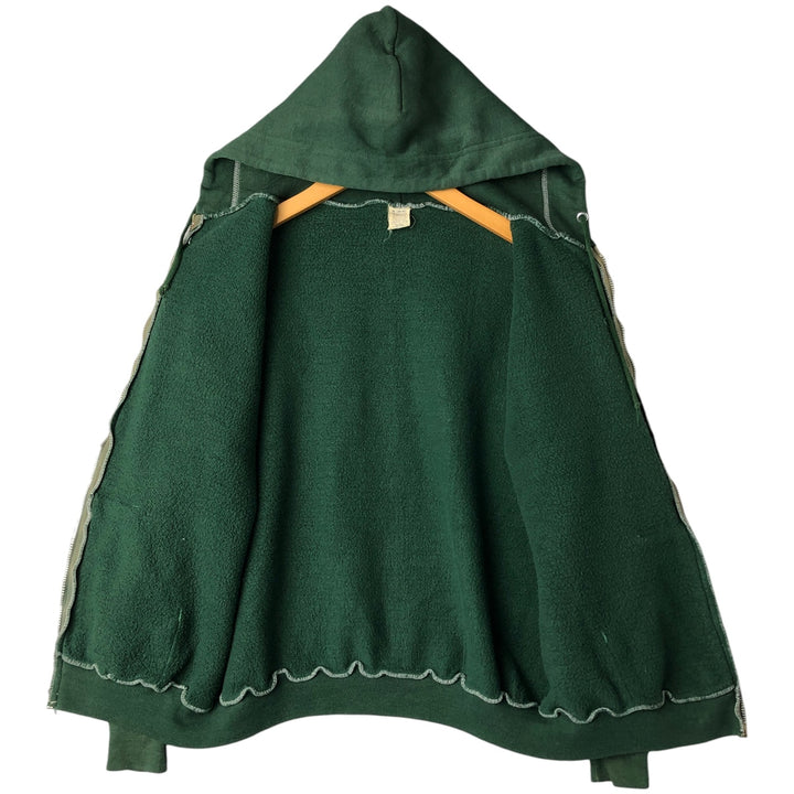 Vintage 60s-70'S full-zip sweatshirt hoodie, made in the USA, size M. polyester green type Vintage Second Hand