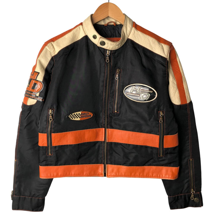 Harley-Davidson Padded Nylon Racing Jacket, Women's Size Medium genuine leather black type Vintage Second Hand