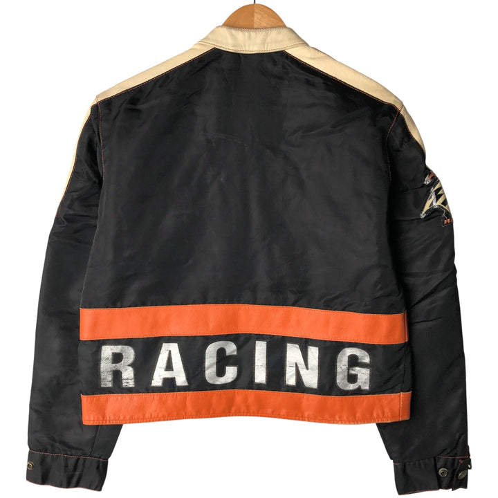 Harley-Davidson Padded Nylon Racing Jacket, Women's Size Medium genuine leather black type Vintage Second Hand