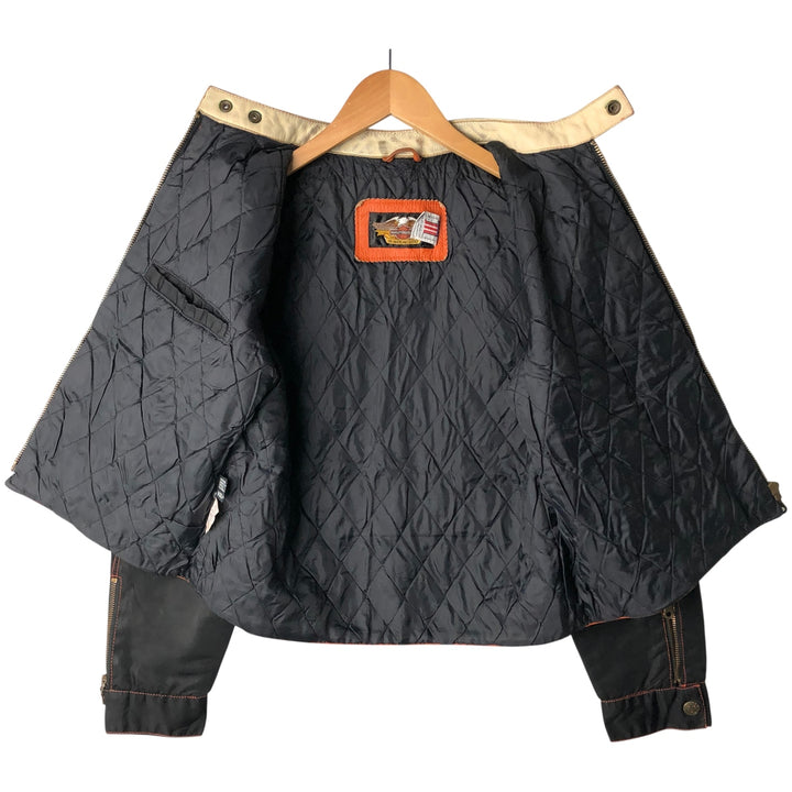 Harley-Davidson Padded Nylon Racing Jacket, Women's Size Medium genuine leather black type Vintage Second Hand