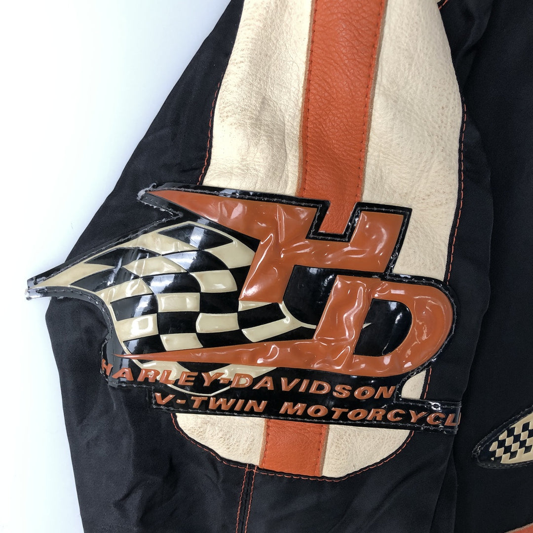 Harley-Davidson Padded Nylon Racing Jacket, Women's Size Medium genuine leather black type Vintage Second Hand