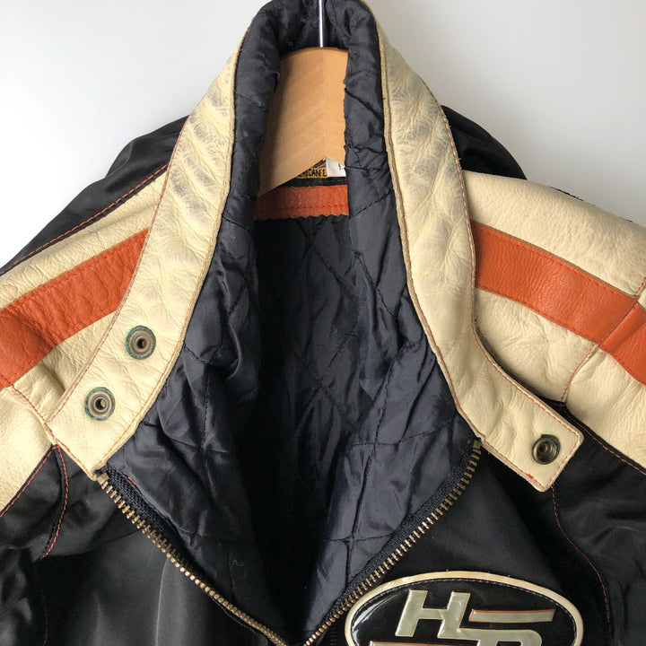 Harley-Davidson Padded Nylon Racing Jacket, Women's Size Medium genuine leather black type Vintage Second Hand