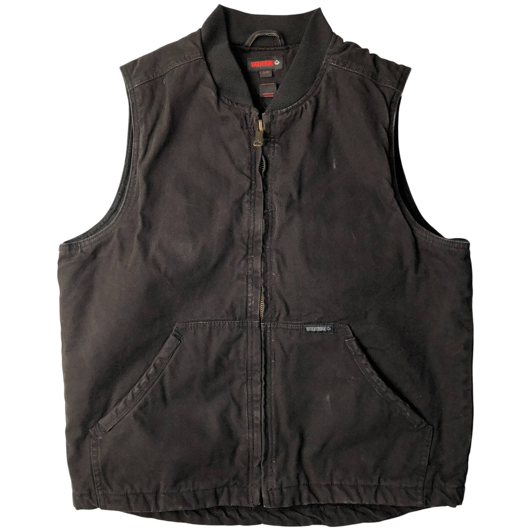 Wolverine padded duck vest, men's size L cotton black type Vintage Second Hand