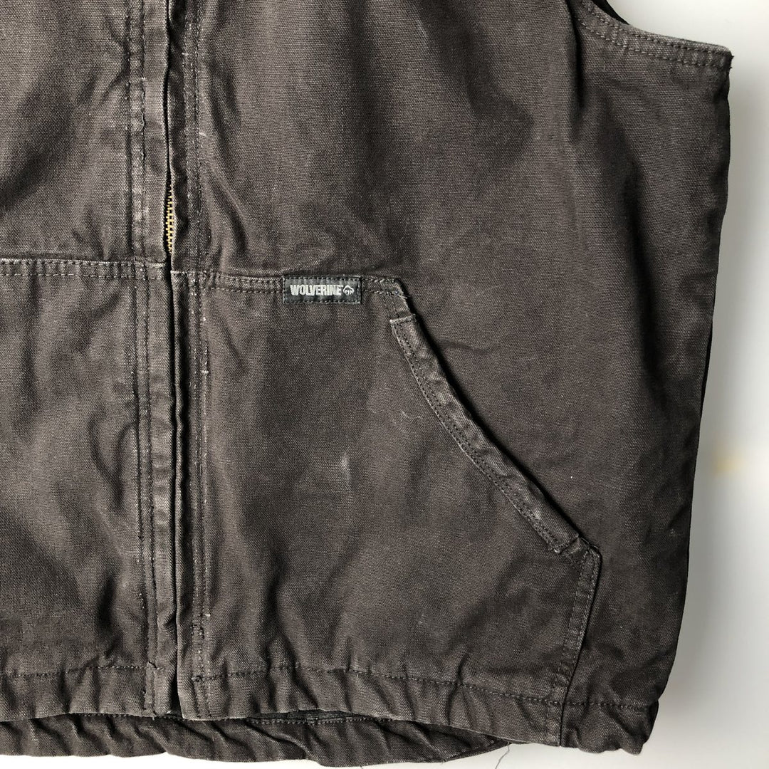 Wolverine padded duck vest, men's size L cotton black type Vintage Second Hand