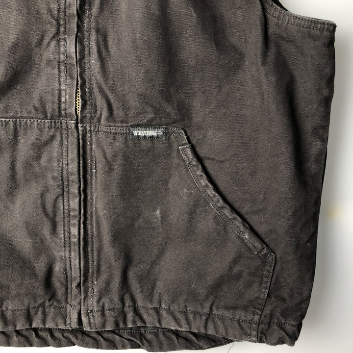 Wolverine padded duck vest, men's size L cotton black type Vintage Second Hand