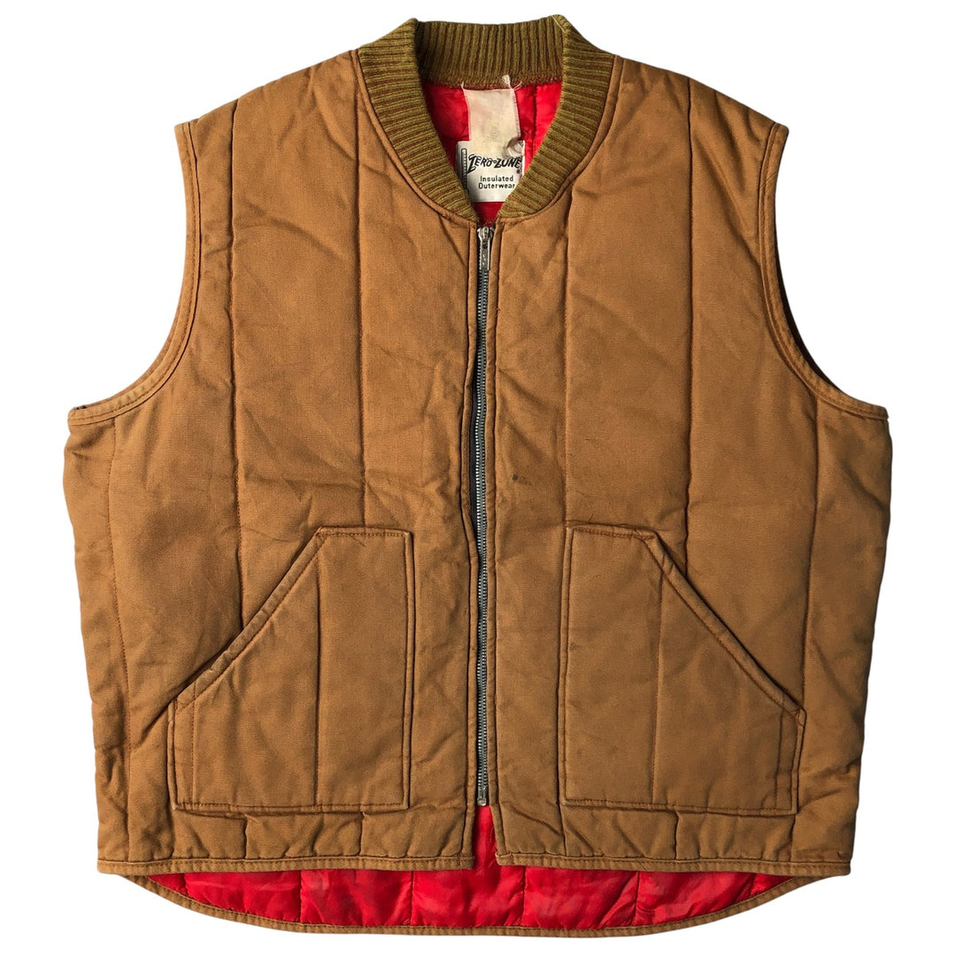 ZERO-ZONE Padded Duck Vest, Made in USA, Men's Size L, Vintage cotton brown type Vintage Second Hand