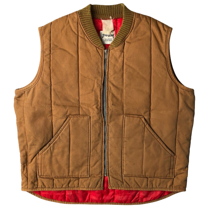 ZERO-ZONE Padded Duck Vest, Made in USA, Men's Size L, Vintage cotton brown type Vintage Second Hand