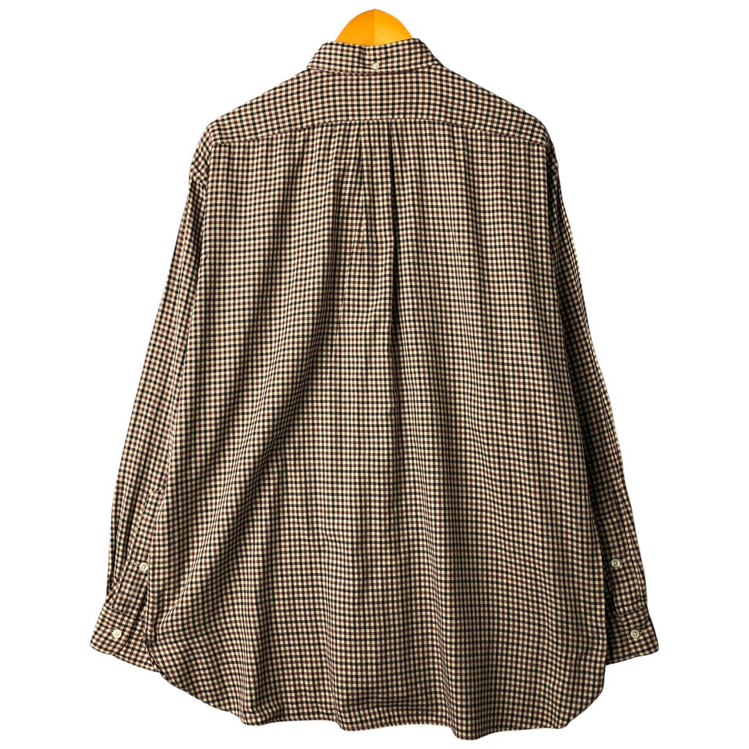 Ralph Lauren MCMEEL gingham check long-sleeve button-down check shirt, men's size L cotton brown type Vintage Second Hand