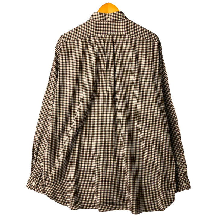 Ralph Lauren MCMEEL gingham check long-sleeve button-down check shirt, men's size L cotton brown type Vintage Second Hand