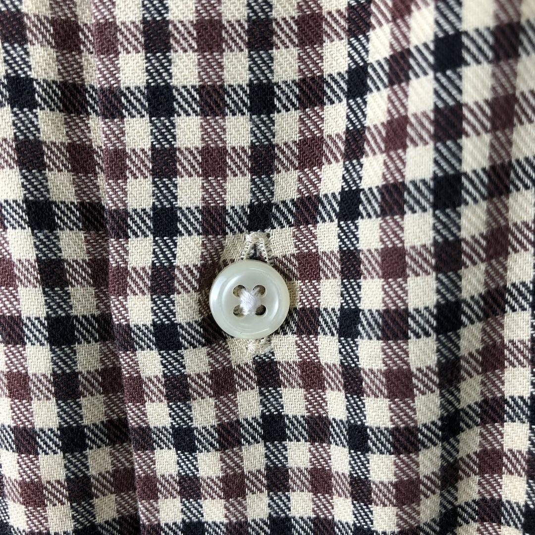 Ralph Lauren MCMEEL gingham check long-sleeve button-down check shirt, men's size L cotton brown type Vintage Second Hand