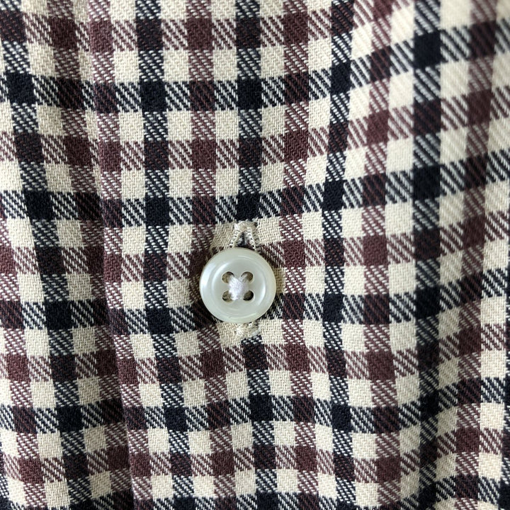 Ralph Lauren MCMEEL gingham check long-sleeve button-down check shirt, men's size L cotton brown type Vintage Second Hand
