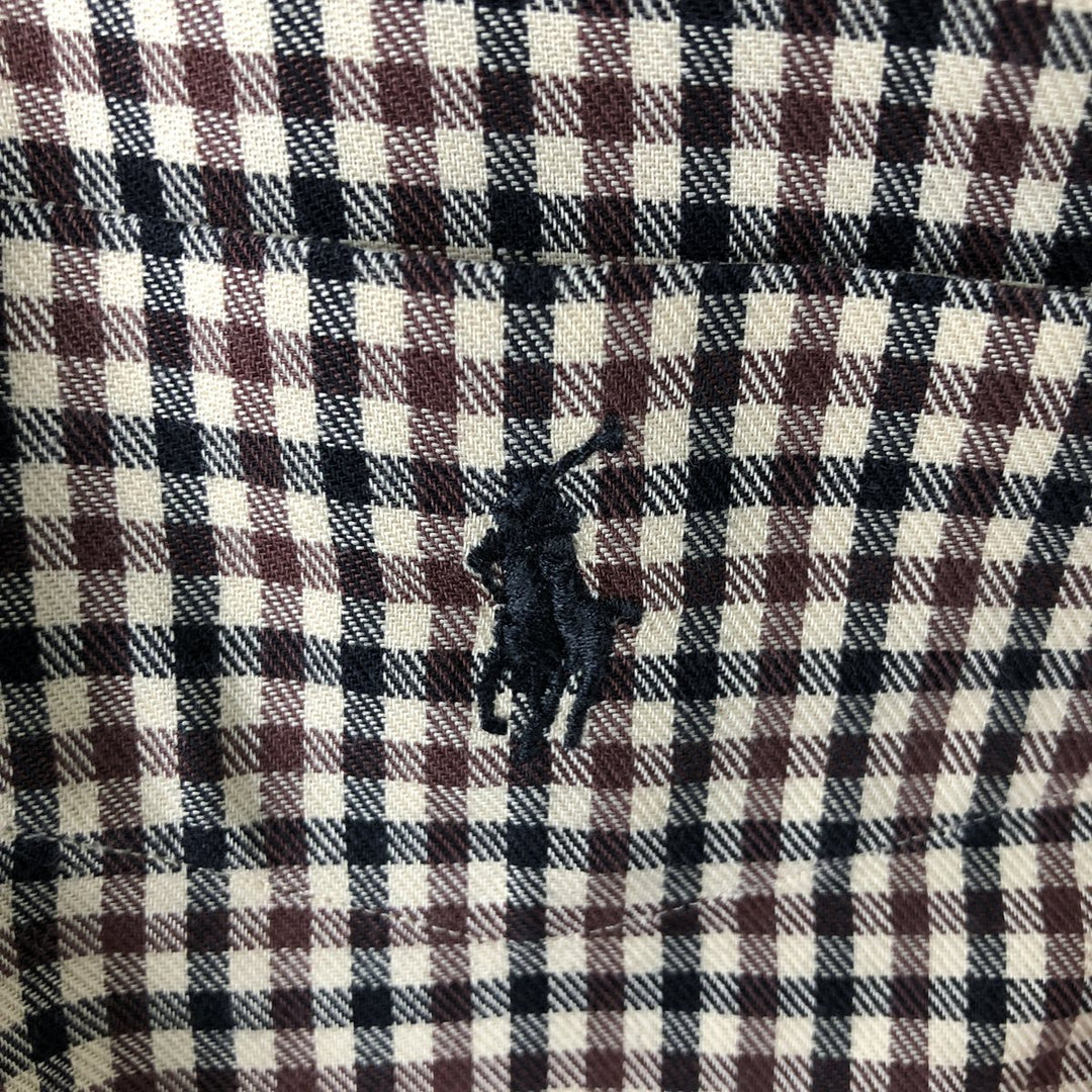 Ralph Lauren MCMEEL gingham check long-sleeve button-down check shirt, men's size L cotton brown type Vintage Second Hand