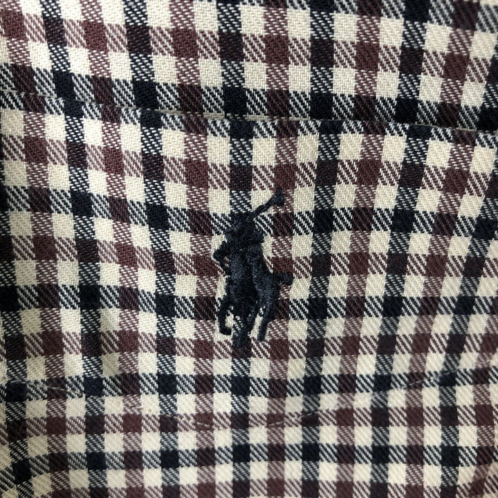 Ralph Lauren MCMEEL gingham check long-sleeve button-down check shirt, men's size L cotton brown type Vintage Second Hand
