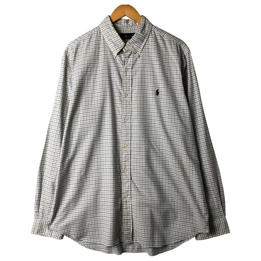 Ralph Lauren long sleeve button down check shirt, men's XL size cotton white type Vintage Second Hand