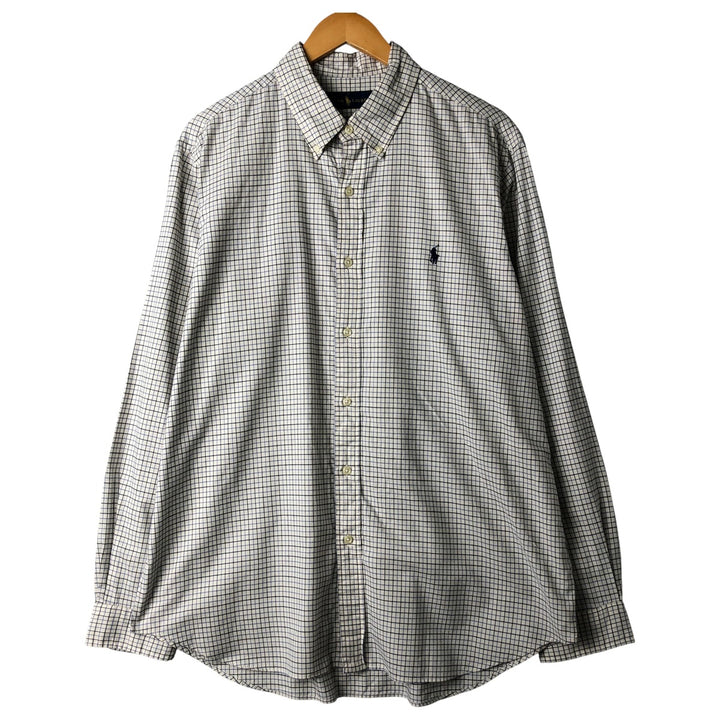 Ralph Lauren long sleeve button down check shirt, men's XL size cotton white type Vintage Second Hand