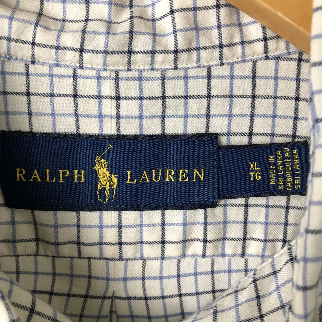 Ralph Lauren long sleeve button down check shirt, men's XL size cotton white type Vintage Second Hand