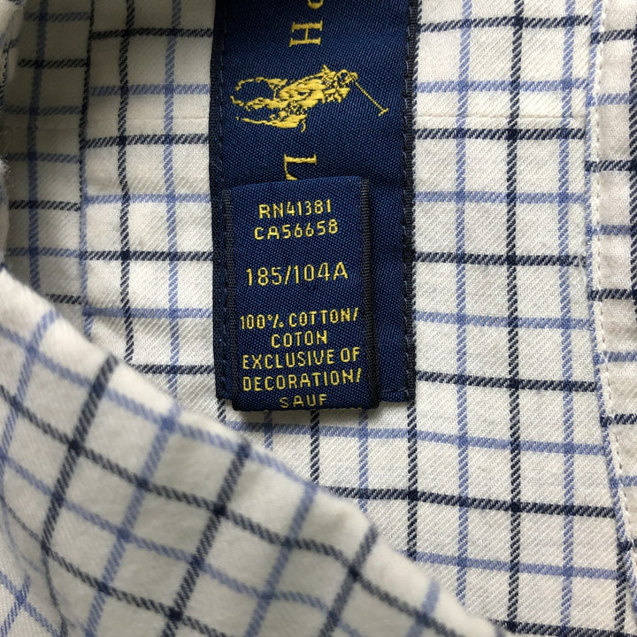Ralph Lauren long sleeve button down check shirt, men's XL size cotton white type Vintage Second Hand
