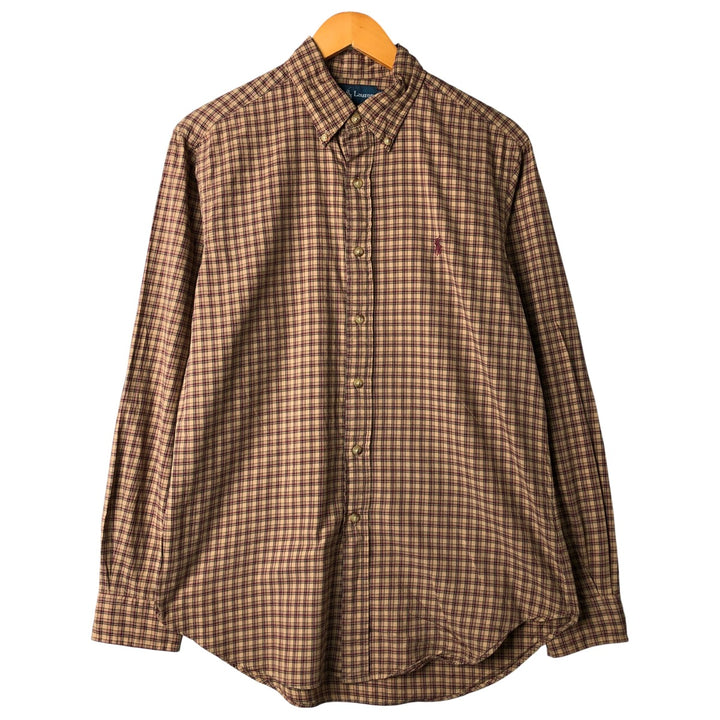 Ralph Lauren Classic Fit Long Sleeve Button Down Check Shirt Men's M cotton Beige type Vintage Second Hand