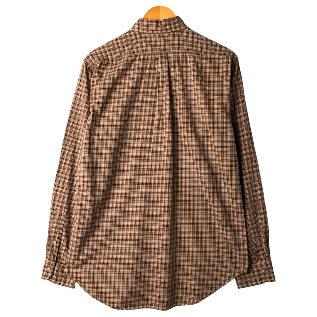 Ralph Lauren Classic Fit Long Sleeve Button Down Check Shirt Men's M cotton Beige type Vintage Second Hand