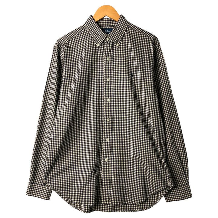 Ralph Lauren Classic Fit Long Sleeve Button Down Check Shirt, Men's Size L cotton black type Vintage Second Hand