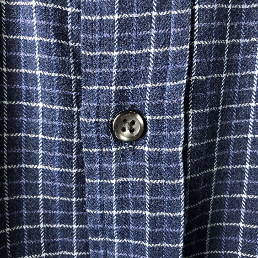 Ralph Lauren Classic Fit Long Sleeve Button Down Check Shirt, Men's Size L cotton navy blue type Vintage Second Hand