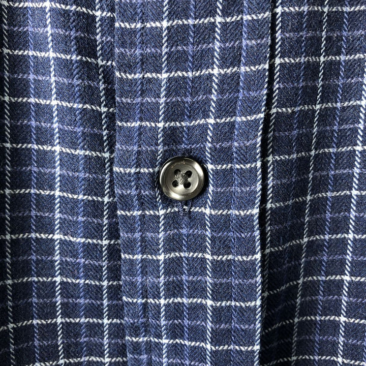 Ralph Lauren Classic Fit Long Sleeve Button Down Check Shirt, Men's Size L cotton navy blue type Vintage Second Hand