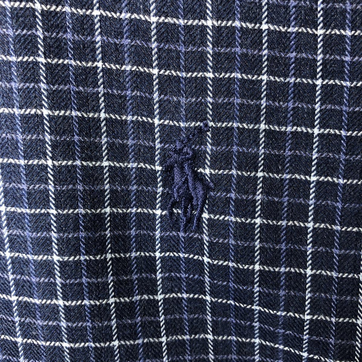 Ralph Lauren Classic Fit Long Sleeve Button Down Check Shirt, Men's Size L cotton navy blue type Vintage Second Hand
