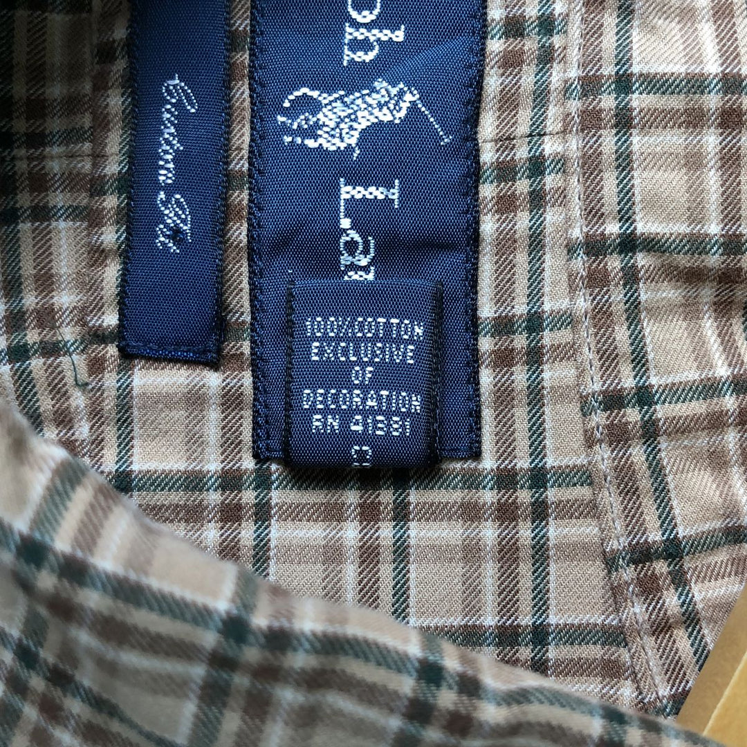 Ralph Lauren CUSTOM FIT long sleeve button down check shirt men's XL size cotton Beige type Vintage Second Hand