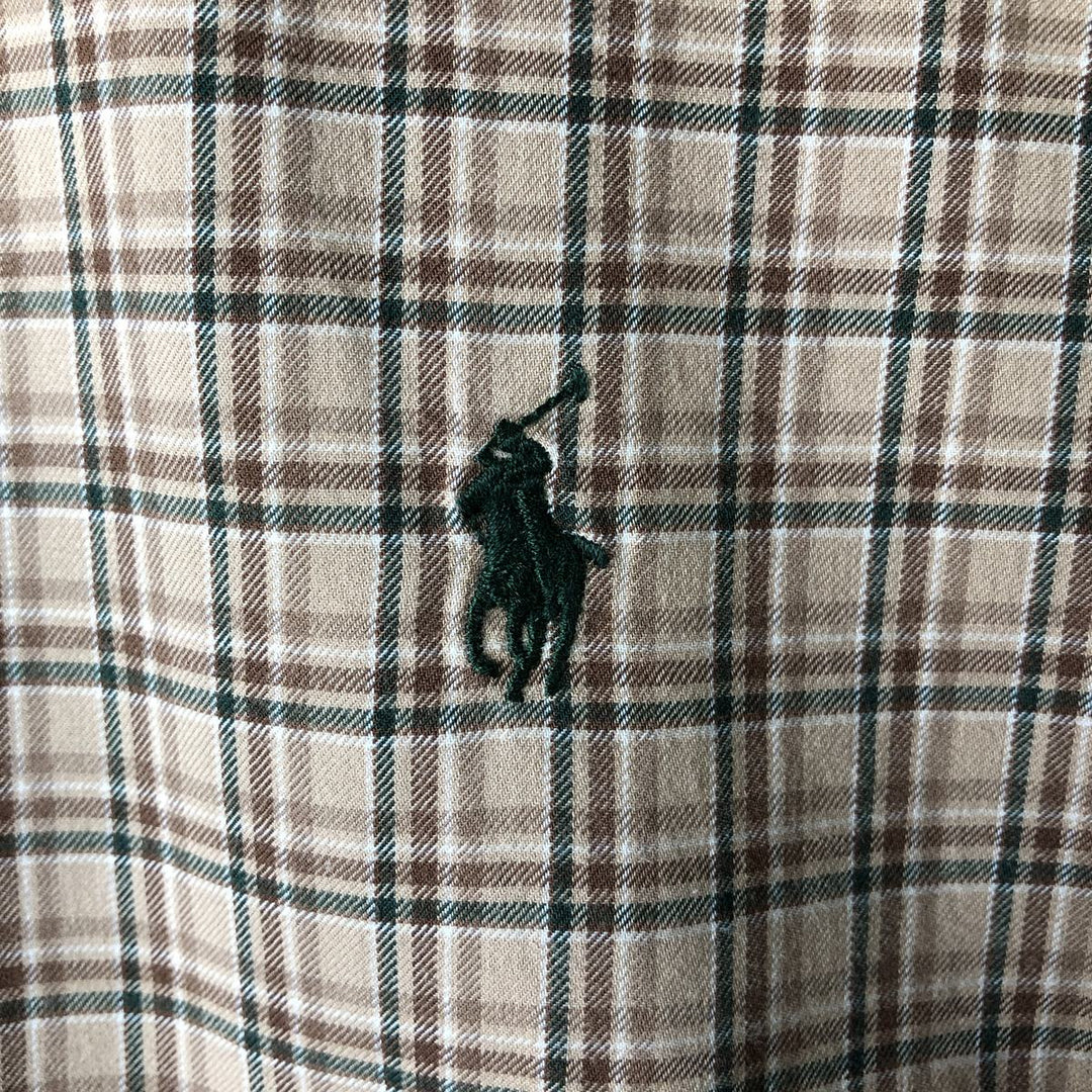 Ralph Lauren CUSTOM FIT long sleeve button down check shirt men's XL size cotton Beige type Vintage Second Hand