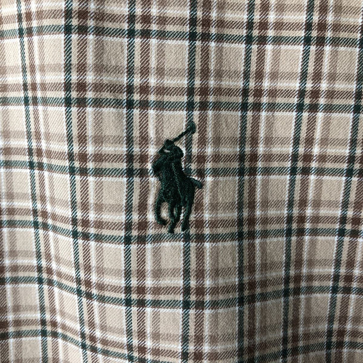 Ralph Lauren CUSTOM FIT long sleeve button down check shirt men's XL size cotton Beige type Vintage Second Hand