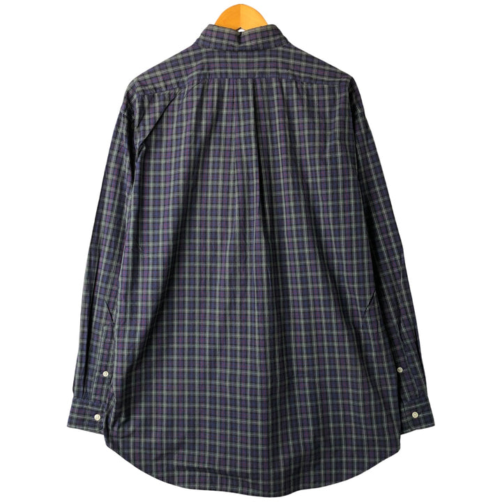 Ralph Lauren BLAKE long sleeve button down check shirt, men's size L cotton navy blue type Vintage Second Hand
