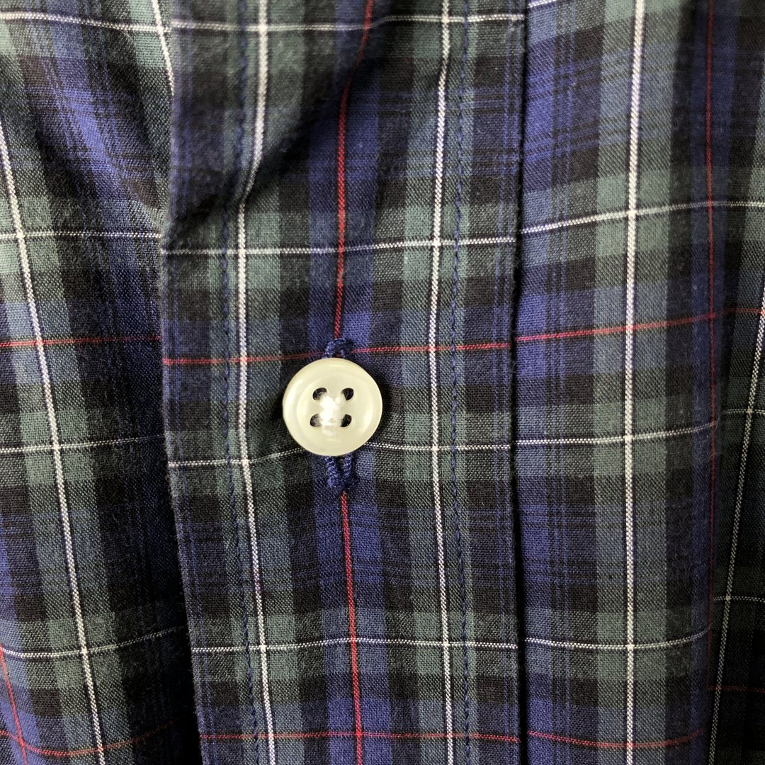 Ralph Lauren BLAKE long sleeve button down check shirt, men's size L cotton navy blue type Vintage Second Hand