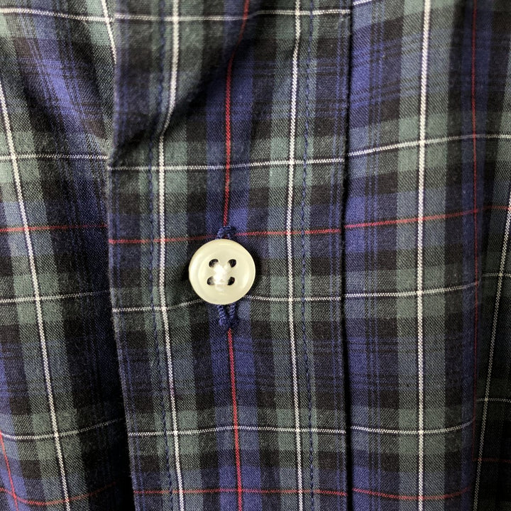 Ralph Lauren BLAKE long sleeve button down check shirt, men's size L cotton navy blue type Vintage Second Hand