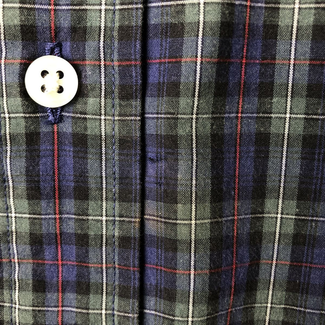 Ralph Lauren BLAKE long sleeve button down check shirt, men's size L cotton navy blue type Vintage Second Hand