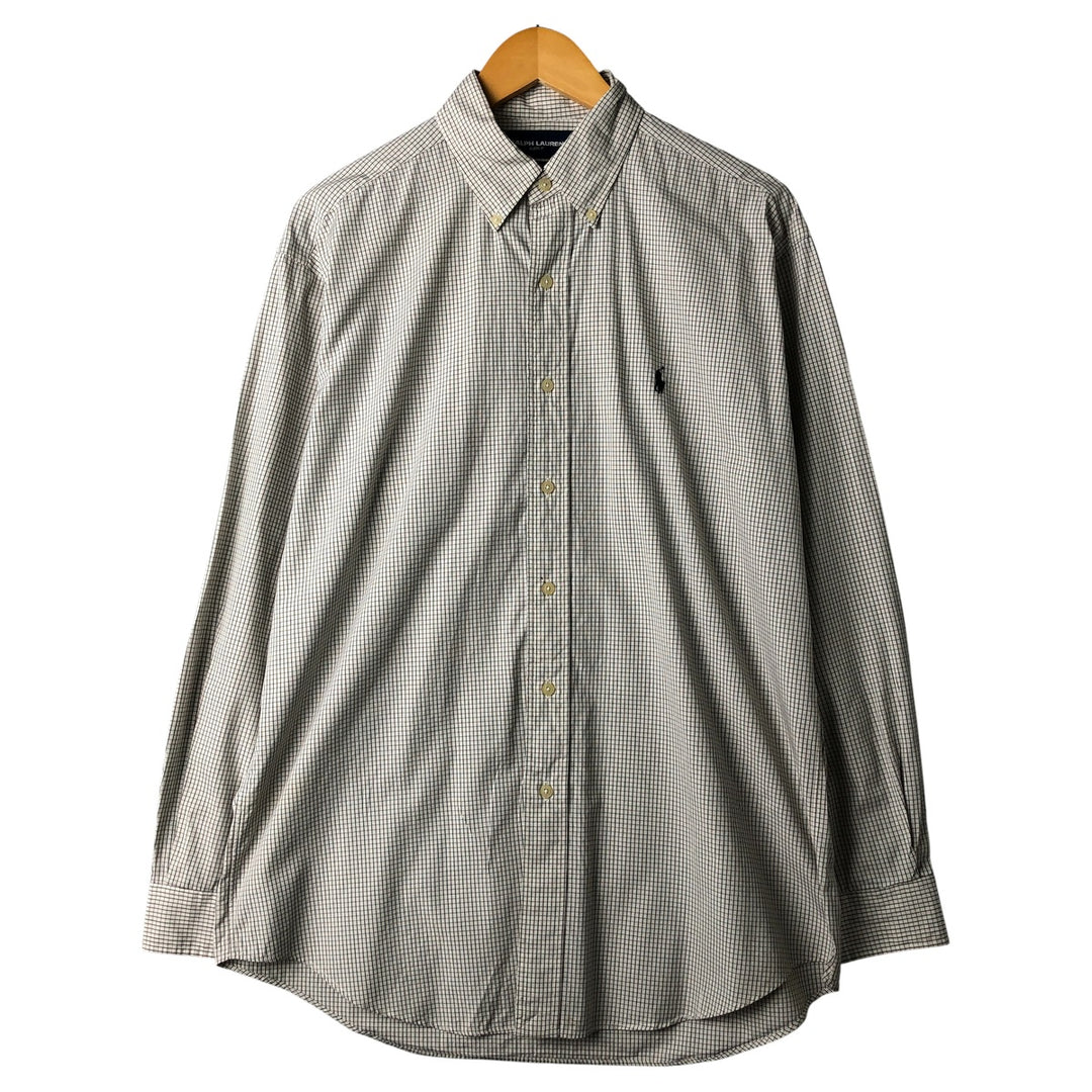 Ralph Lauren RALPH LAUREN GOLF TILDEN Long Sleeve Button Down Check Shirt Men's M cotton white type Vintage Second Hand