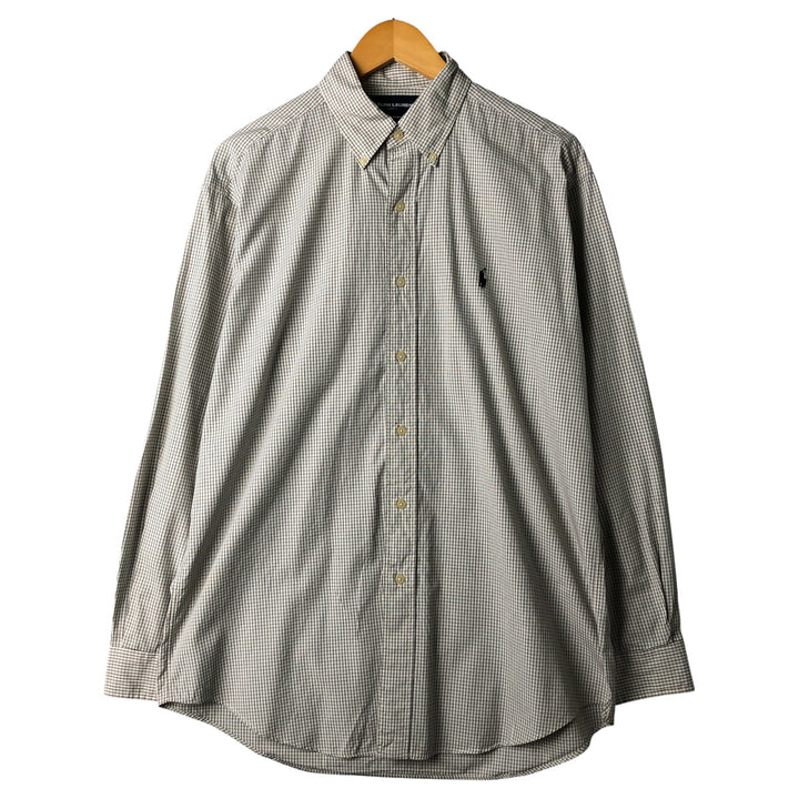 Ralph Lauren RALPH LAUREN GOLF TILDEN Long Sleeve Button Down Check Shirt Men's M cotton white type Vintage Second Hand