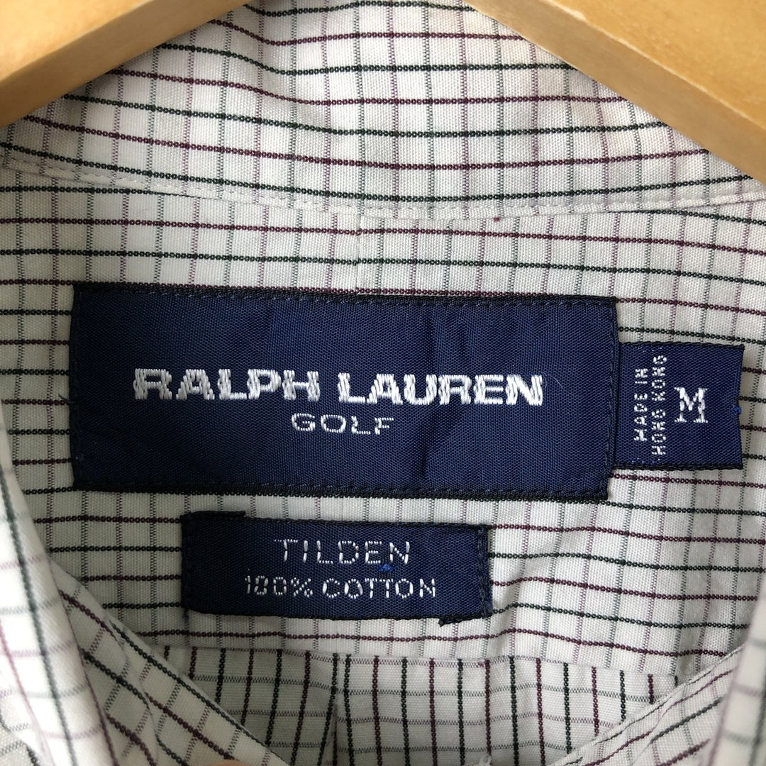 Ralph Lauren RALPH LAUREN GOLF TILDEN Long Sleeve Button Down Check Shirt Men's M cotton white type Vintage Second Hand