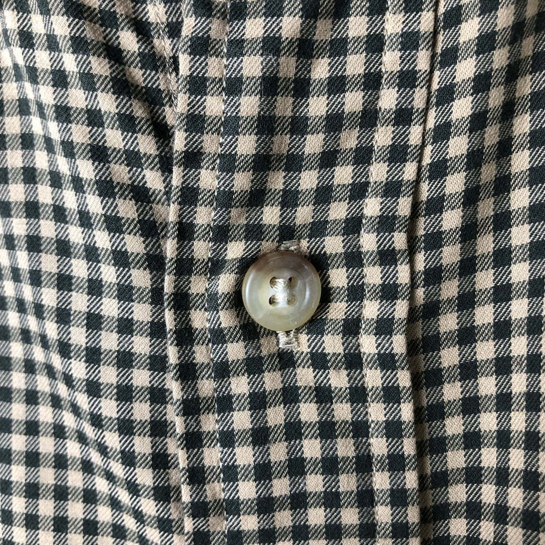 Ralph Lauren Classic Fit Gingham Check Long Sleeve Button Down Check Shirt Men's XL cotton beige type brown Vintage Second Hand