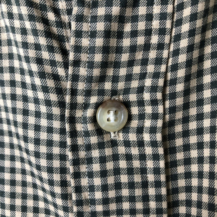 Ralph Lauren Classic Fit Gingham Check Long Sleeve Button Down Check Shirt Men's XL cotton beige type brown Vintage Second Hand