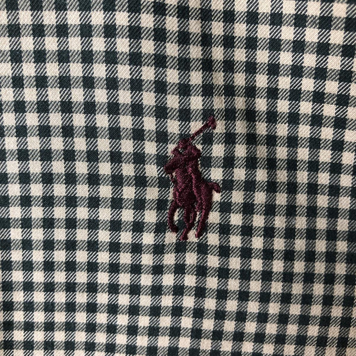 Ralph Lauren Classic Fit Gingham Check Long Sleeve Button Down Check Shirt Men's XL cotton beige type brown Vintage Second Hand