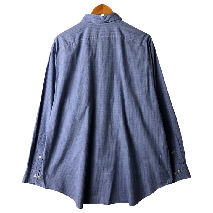 Ralph Lauren POLO by Ralph Lauren ANDREW long-sleeved check shirt, men's size XXL cotton Navy blue Vintage Second Hand