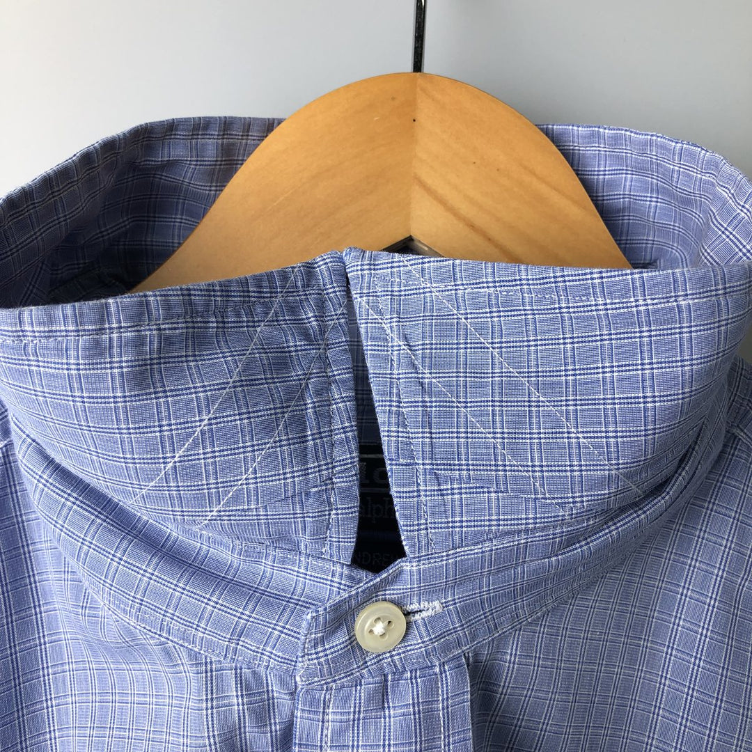 Ralph Lauren POLO by Ralph Lauren ANDREW long-sleeved check shirt, men's size XXL cotton Navy blue Vintage Second Hand